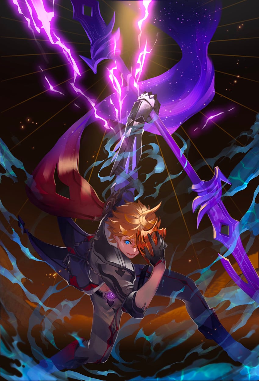 tartaglia (genshin impact) drawn by kippeijii