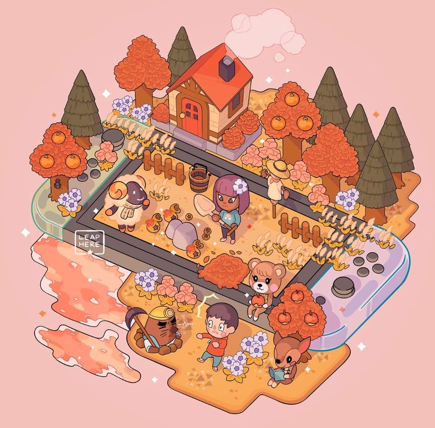 villager, fauna, maple, mr. resetti, and vesta (animal crossing) drawn by leaphere