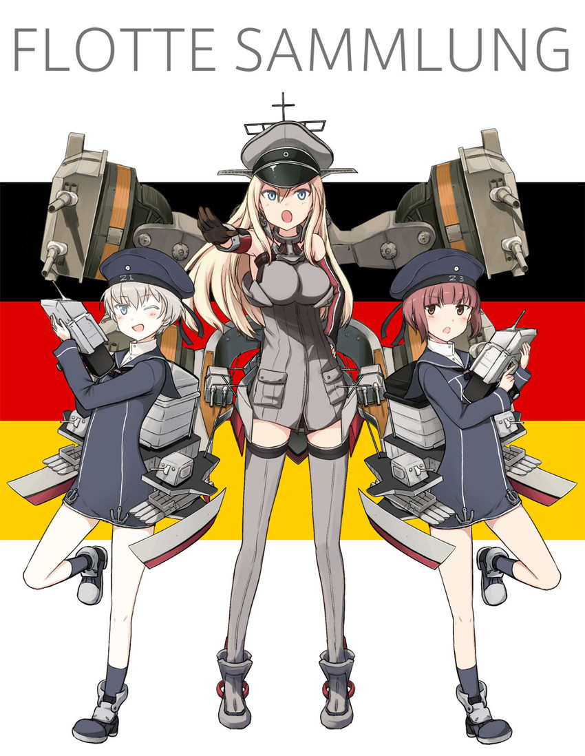 bismarck, z1 leberecht maass, and z3 max schultz (kantai collection) drawn by engiyoshi