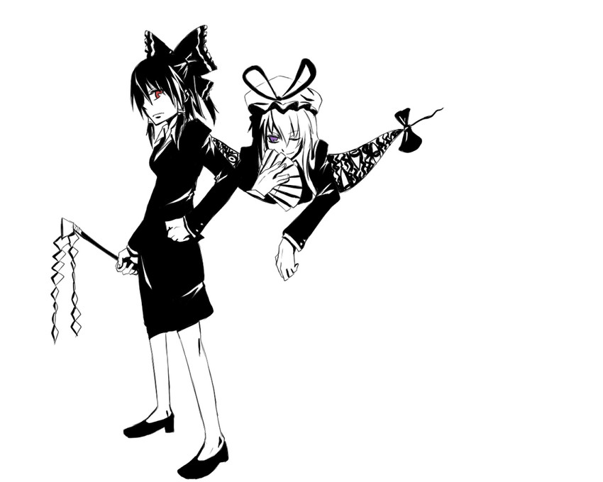 hakurei reimu and yakumo yukari (touhou) drawn by haruichi_(sazanami_complex)