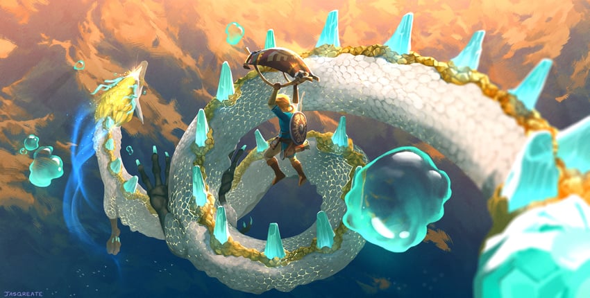 link and light dragon (the legend of zelda and 1 more) drawn by jasqreate