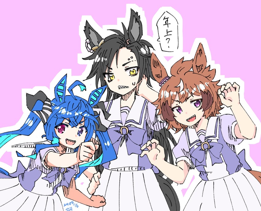twin turbo, air shakur, and shinko windy (umamusume) drawn by fuyouido