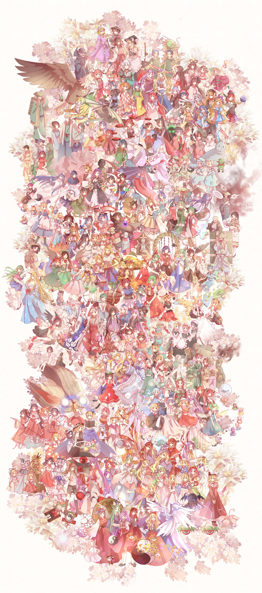 hakurei reimu, kirisame marisa, remilia scarlet, flandre scarlet, izayoi sakuya, and 169 more (touhou and 31 more) drawn by yasato