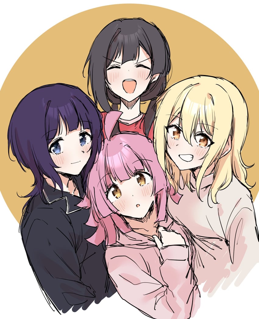yuki setsuna, tennoji rina, miyashita ai, and asaka karin (love live! and 1 more) drawn by scanning