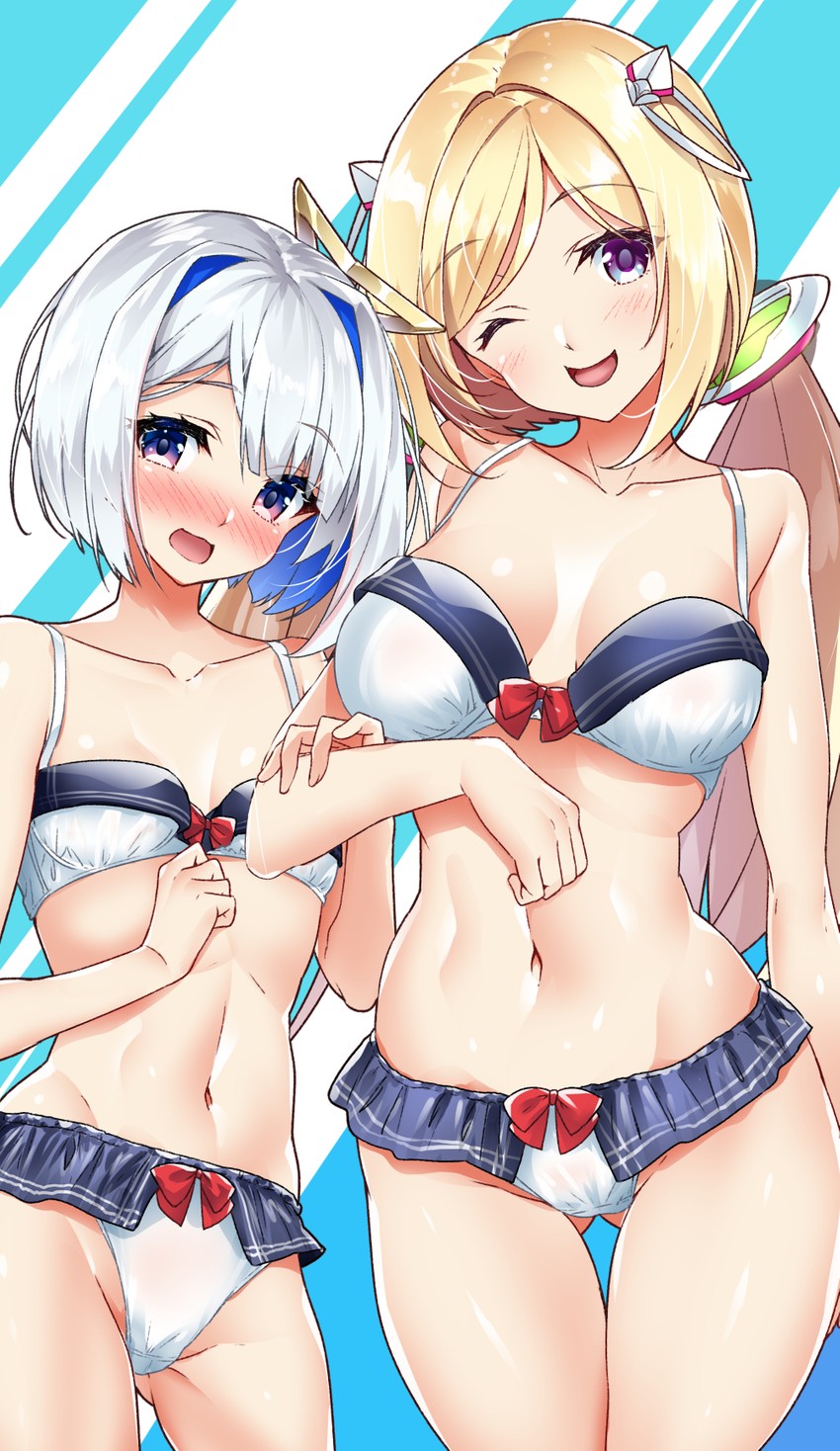 amane kanata and aki rosenthal (hololive) drawn by sasakuma_kyouta