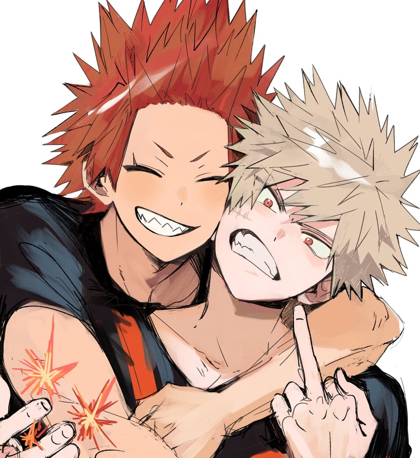 bakugou katsuki and kirishima eijiro (boku no hero academia) drawn by depisx