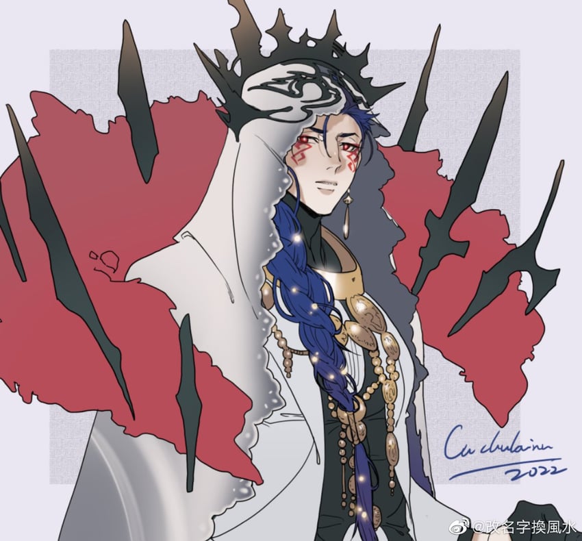 cu chulainn and cu chulainn alter (fate and 1 more) drawn by iash