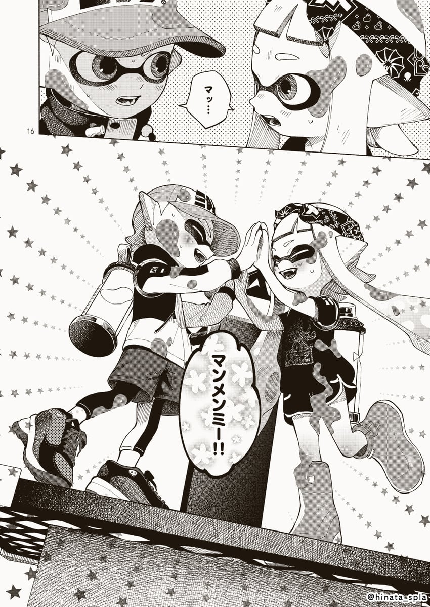 inkling player character, inkling girl, and inkling boy (splatoon and 1 more) drawn by hinata_(hinata_spla)