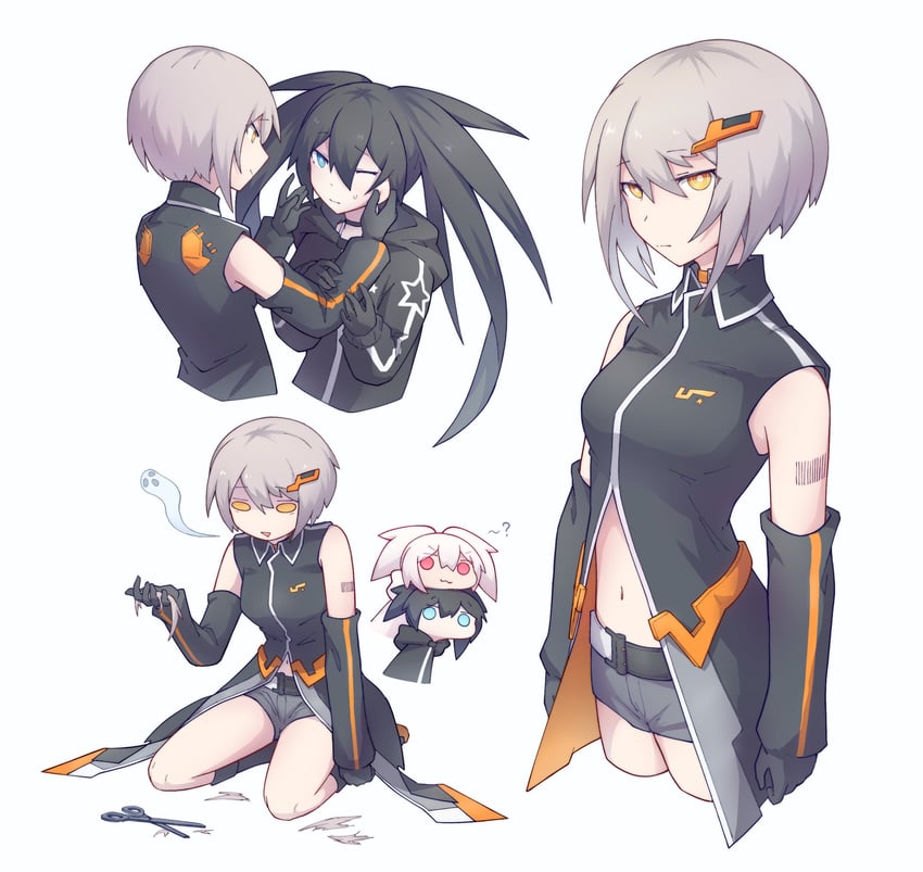 black rock shooter, white rock shooter, stella, and nana (black rock shooter) drawn by mehyuew39