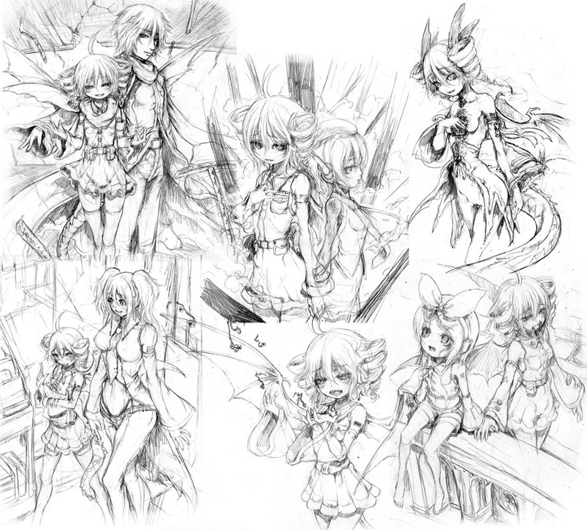 kagamine rin, kasane teto, kaito, utane uta, and yokune ruko (vocaloid and 1 more) drawn by katzeh