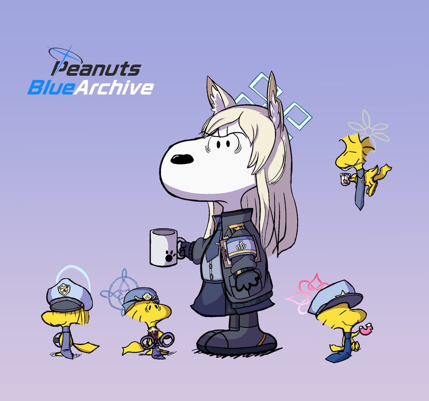 kanna, fubuki, kirino, konoka, snoopy, and 2 more (blue archive and 1 more) drawn by ghostfaic