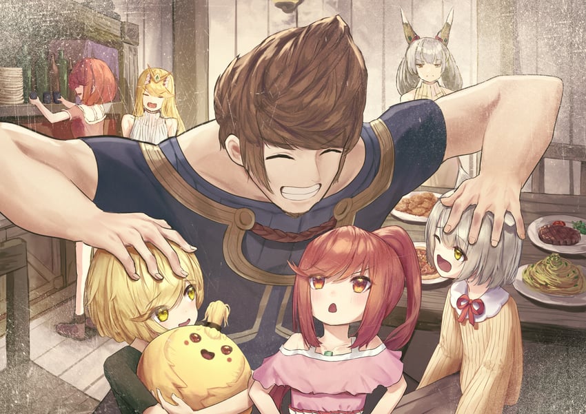 pyra, mythra, rex, mio, nia, and 1 more (xenoblade chronicles and 3 more) drawn by solar_torch