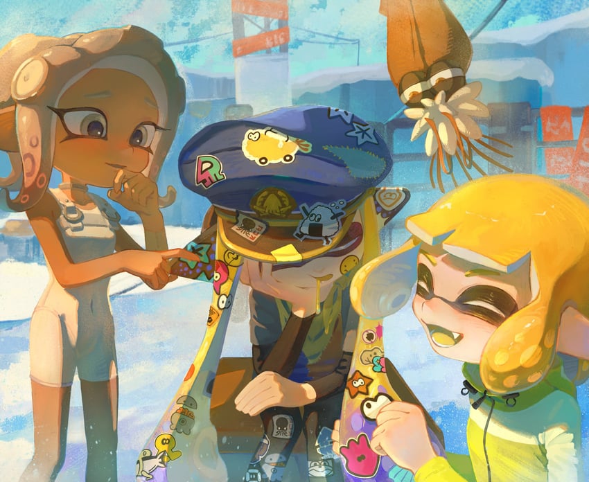 agent 3, agent 4, agent 8, cap'n cuttlefish, and captain 3 (splatoon and 2 more) drawn by dmwggg
