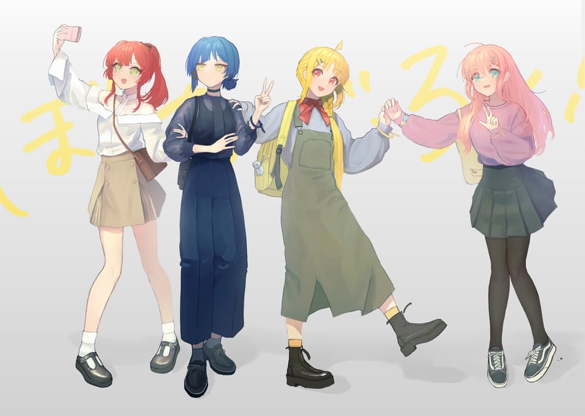 gotoh hitori, kita ikuyo, ijichi nijika, and yamada ryo (bocchi the rock!) drawn by kabanoki