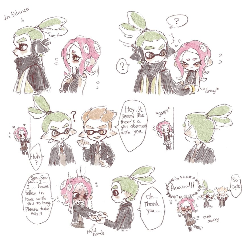 inkling player character, octoling player character, octoling girl, inkling boy, agent 8, and 2 more (splatoon and 2 more) drawn by gucandiyi52092