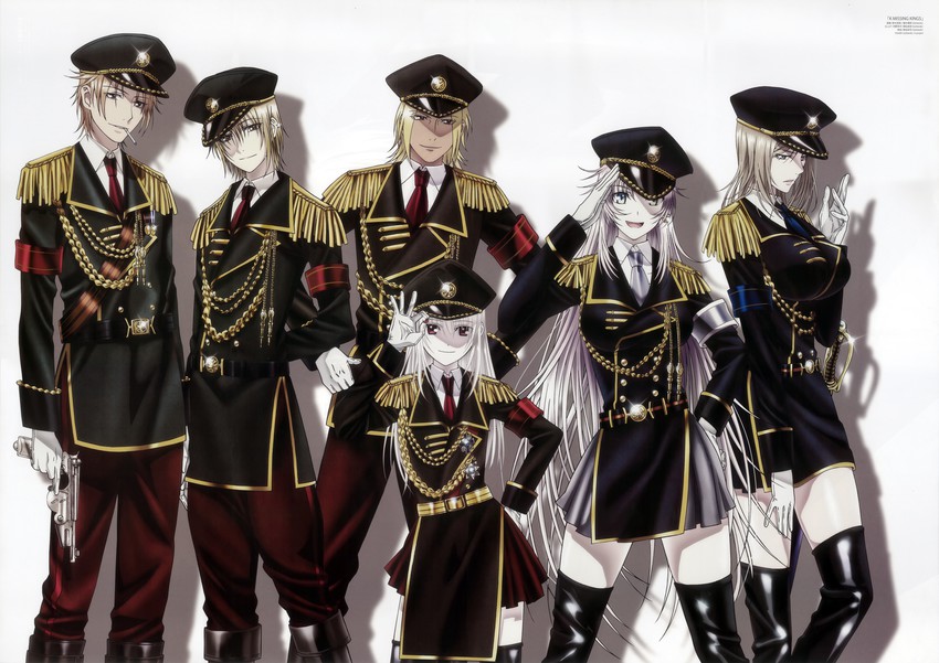 kushina anna, awashima seri, neko, kusanagi izumo, totsuka tatara, and 1 more (k-project)