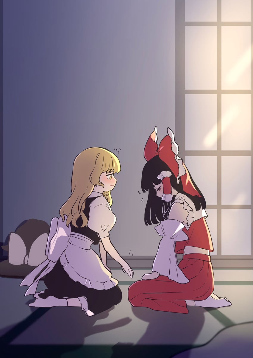 hakurei reimu and kirisame marisa (touhou) drawn by niru_(ka_k_0517)