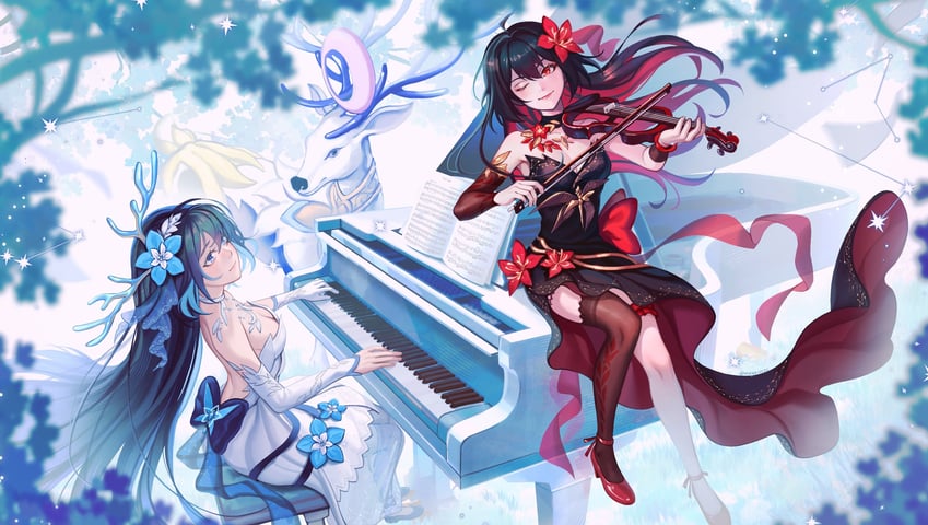 seele vollerei, seele, and diana (honkai and 1 more) drawn by marina_mag