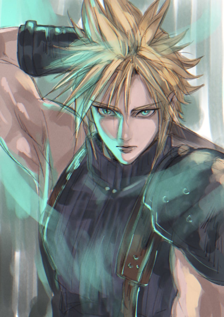 cloud strife (final fantasy and 1 more) drawn by ptwasshoi025