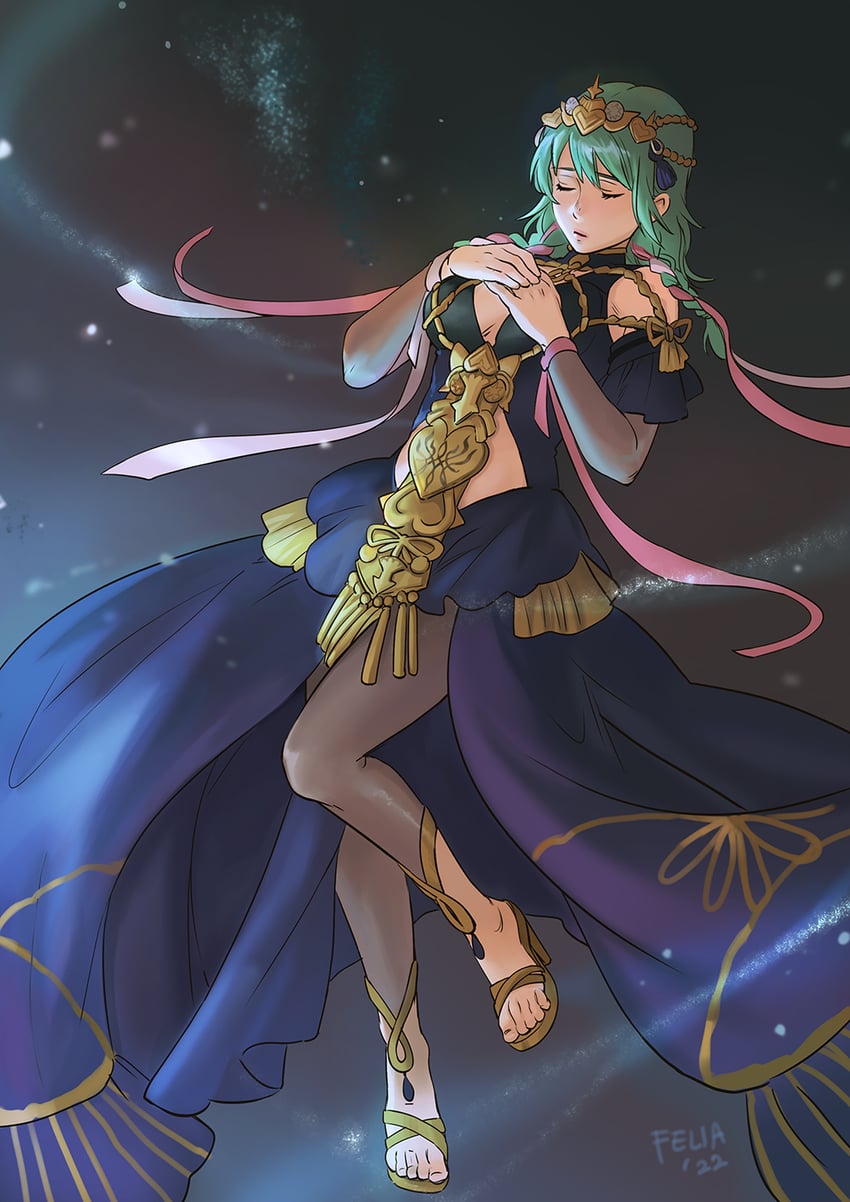 female byleth and sothis (fire emblem and 1 more) drawn by felia_hanakata