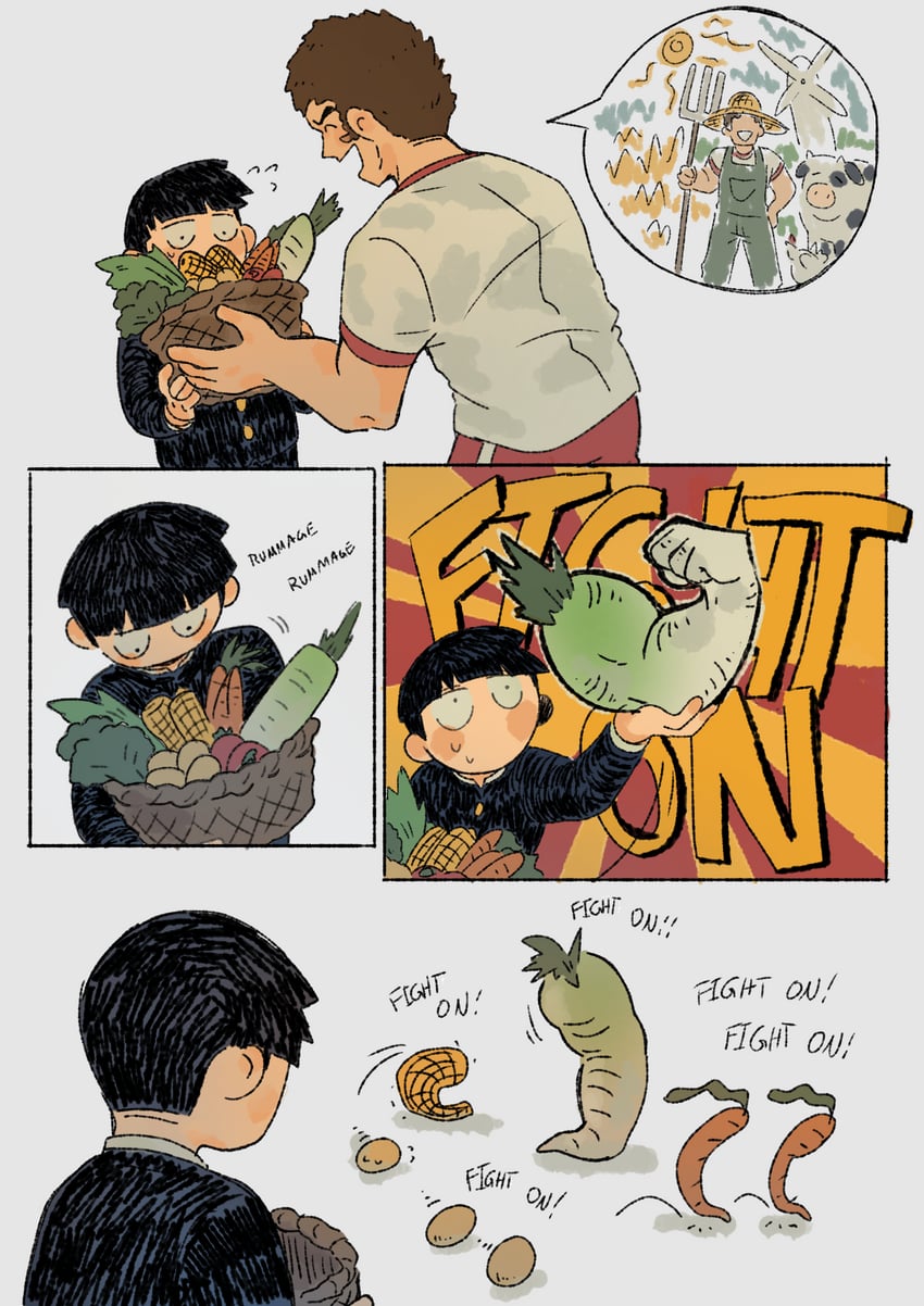 kageyama shigeo and gouda musashi (mob psycho 100) drawn by cutystuffy