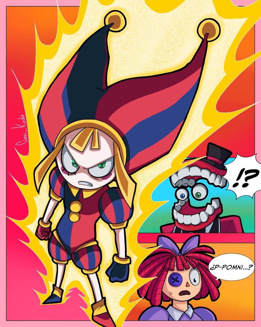 pomni, ragatha, and caine (dragon ball and 2 more) drawn by cavi_keda