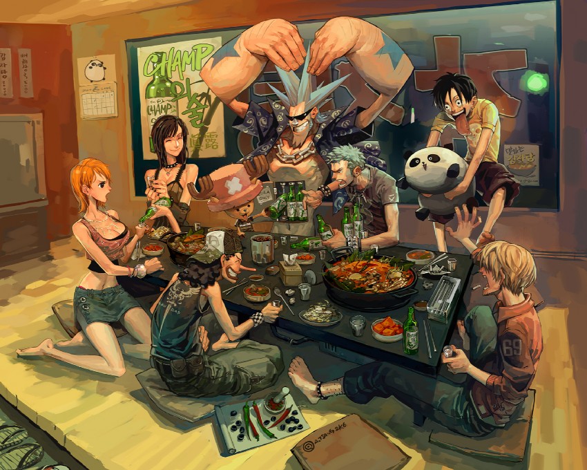 nami, monkey d. luffy, nico robin, roronoa zoro, sanji, and 3 more (one piece) drawn by arnold_tsang and udon_entertainment