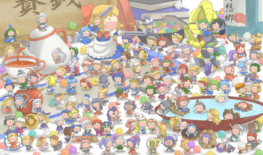 hakurei reimu, kirisame marisa, remilia scarlet, flandre scarlet, izayoi sakuya, and 110 more (touhou and 1 more) drawn by mabui