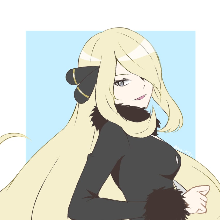 cynthia (pokemon and 1 more) drawn by haru_(haru4782)