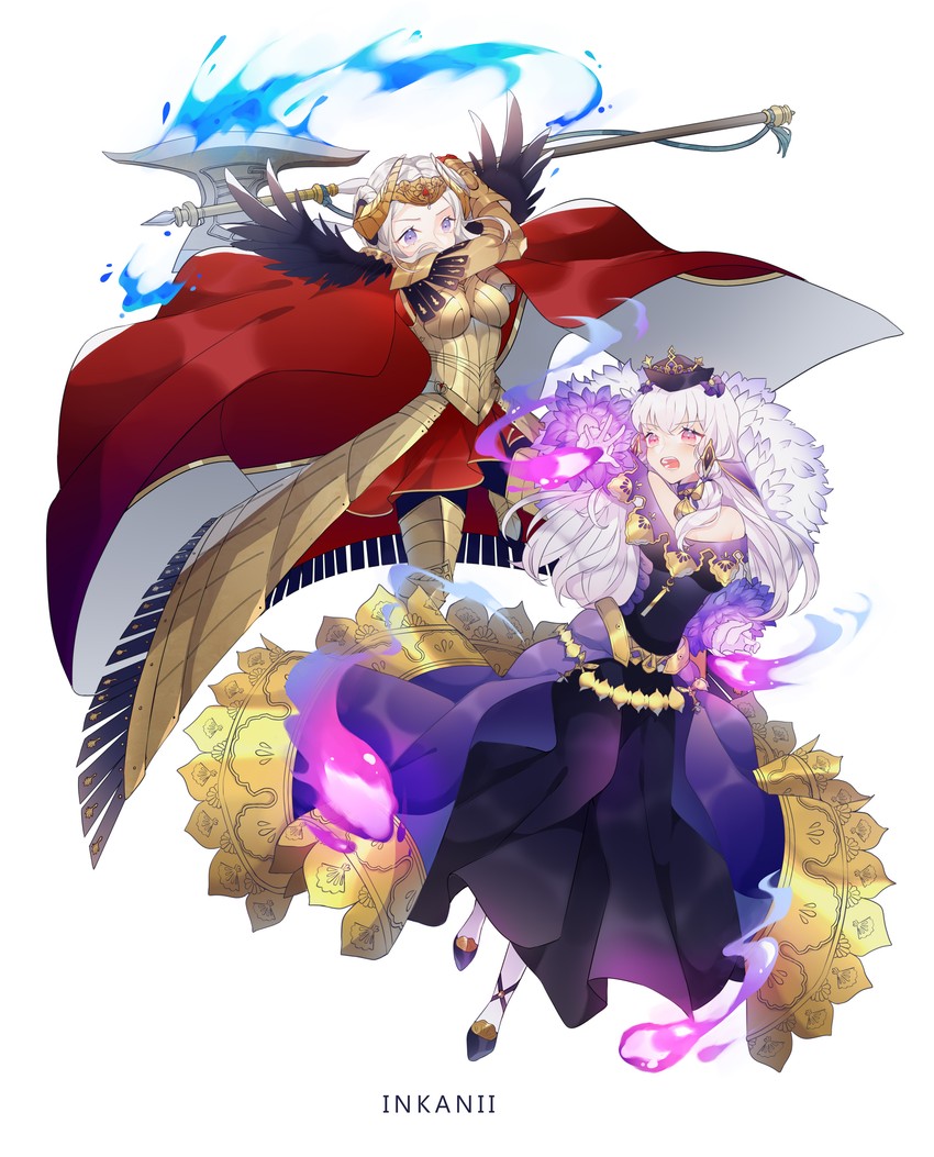 edelgard von hresvelg and lysithea von ordelia (fire emblem and 2 more) drawn by inkanii