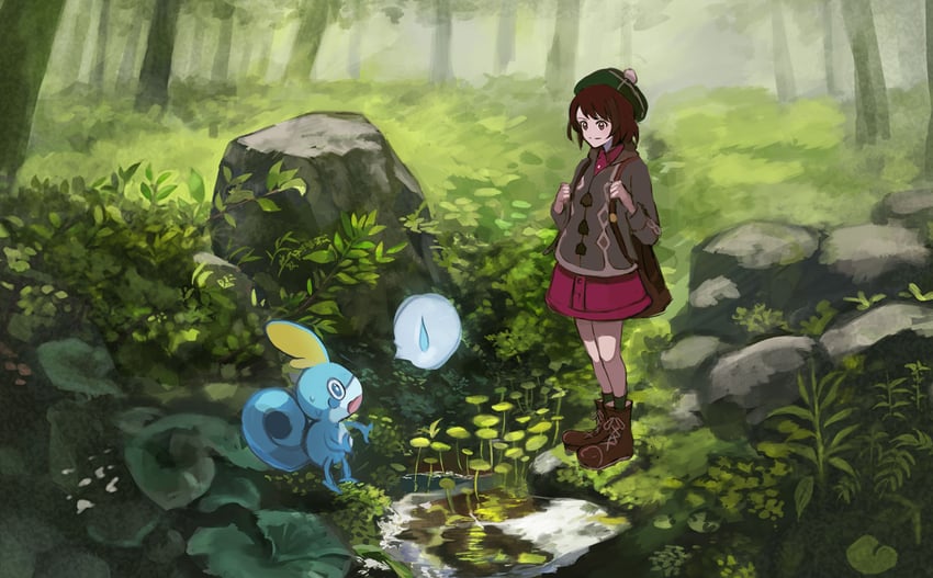 gloria and sobble (pokemon and 1 more) drawn by touchika