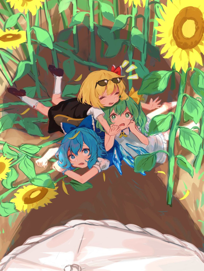 cirno, rumia, kazami yuuka, and daiyousei (touhou) drawn by teruteru_(teru_teru)