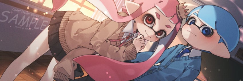 inkling player character, inkling girl, and inkling boy (splatoon) drawn by prat_rat