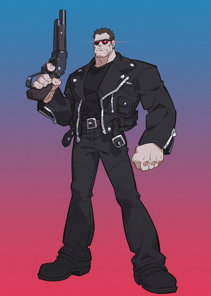 t-800 and arnold schwarzenegger (terminator and 1 more) drawn by onion_maru