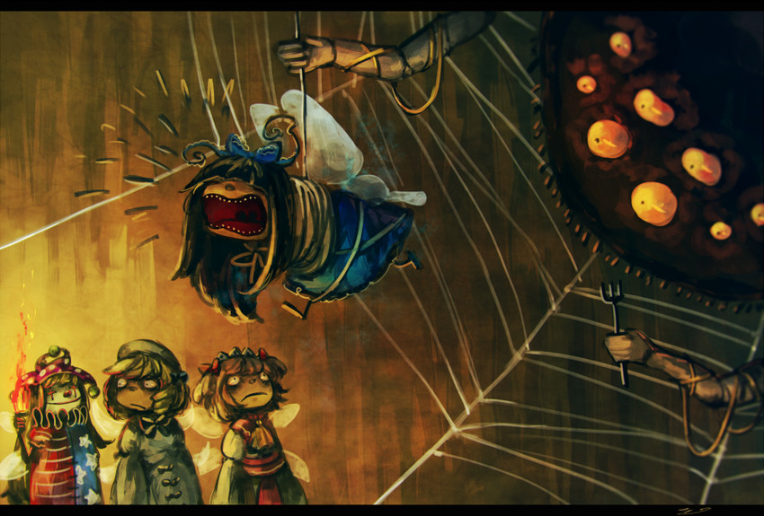 clownpiece, kurodani yamame, star sapphire, luna child, and sunny milk (touhou) drawn by koto_inari