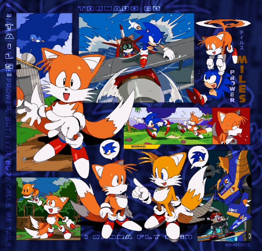 sonic the hedgehog, dr. eggman, classic sonic, classic tails, flicky, and 2 more (sonic and 7 more) drawn by bendedede
