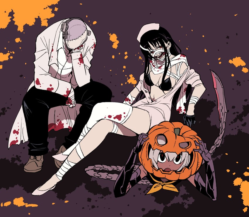 kuchisake-onna, teke-teke, and noppera-bou (mechanical buddy universe) drawn by kato_takuji