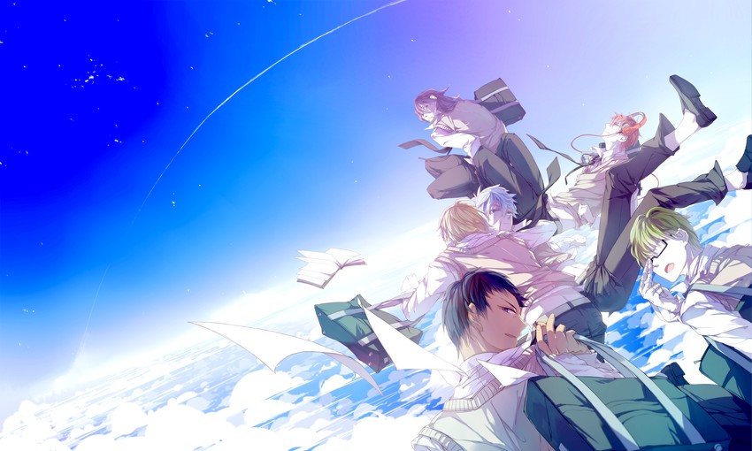 kuroko tetsuya, aomine daiki, kise ryouta, akashi seijuurou, midorima shintarou, and 1 more (kuroko no basuke) drawn by qinnye