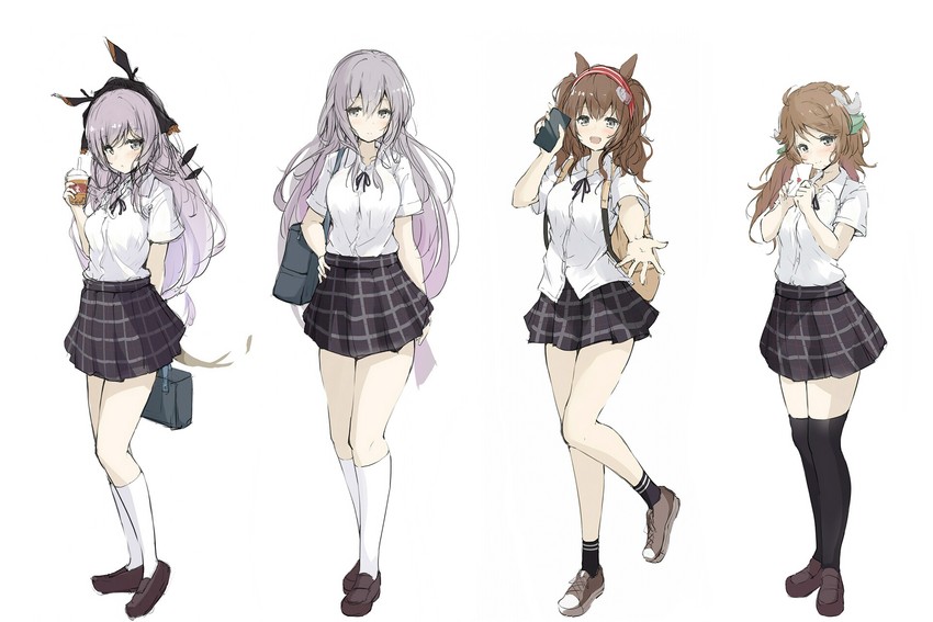 skadi, angelina, eyjafjalla, and weedy (arknights) drawn by kusunoki_(gwzx5574)
