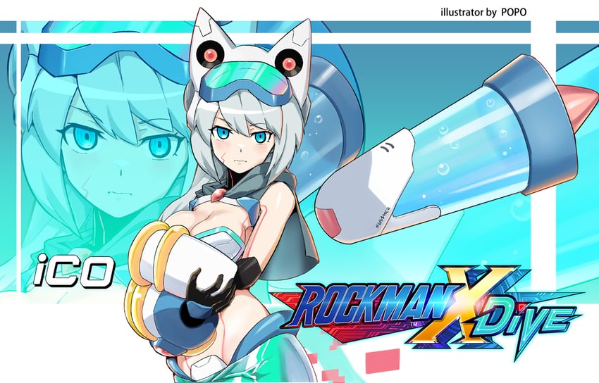 ico and swimsuit ico (mega man and 2 more) drawn by popo_(popo0cat)