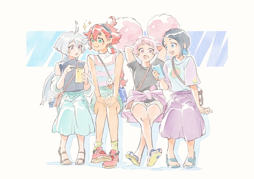 suletta mercury, miorine rembran, chuatury panlunch, nika nanaura, hots, and 1 more (gundam and 1 more) drawn by yaco_(085)