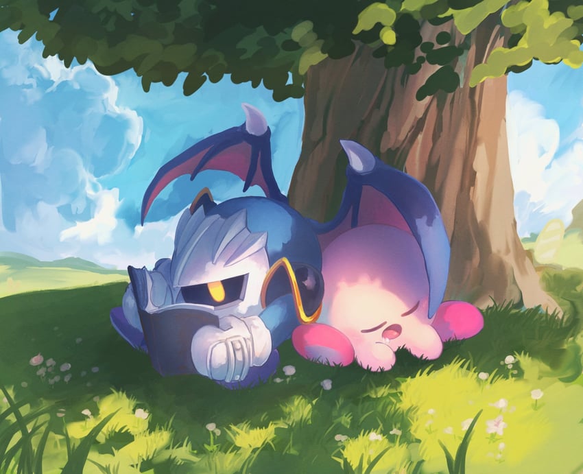 kirby and meta knight (kirby) drawn by amedama_(akaki_4207)
