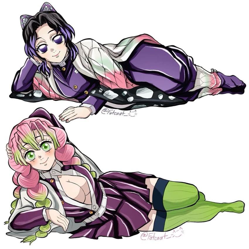 kochou shinobu and kanroji mitsuri (kimetsu no yaiba) drawn by fatcaat_3