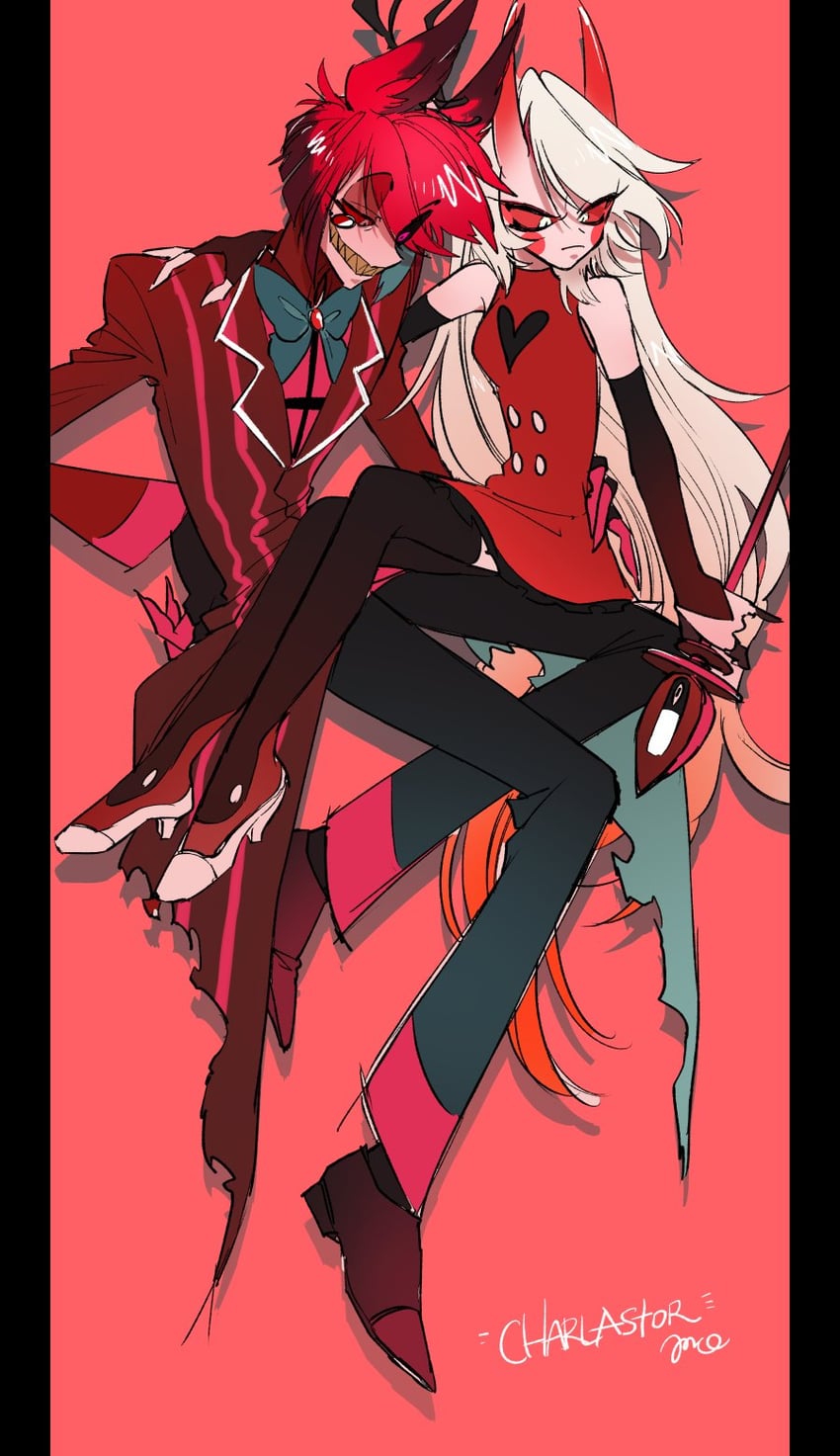 charlie morningstar and alastor (hazbin hotel) drawn by k38-km