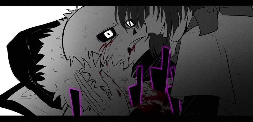 frisk and sans (undertale and 1 more) drawn by hanbaobaobaozhu