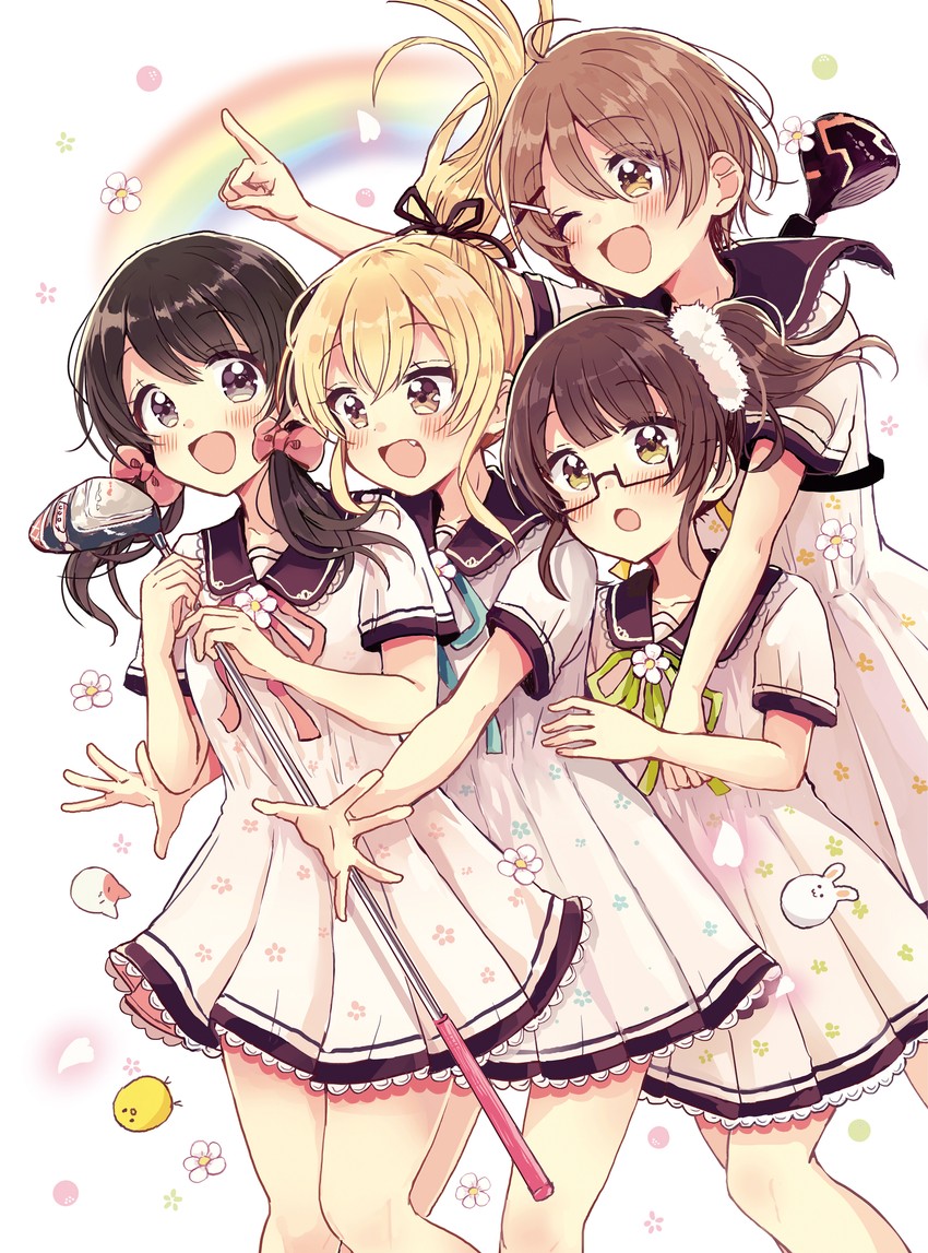miyasato haruka, okamoto natsuhi, yokomine ibuki, and higuchi kaede (swing!!) drawn by sakura_oriko