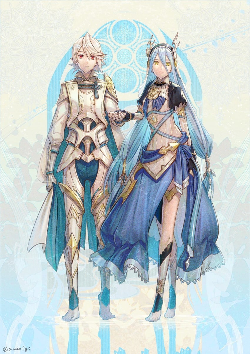 azura and male corrin (fire emblem and 2 more) drawn by amao_miyuki