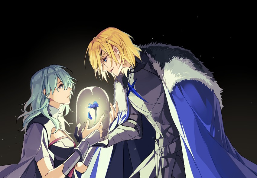 dimitri alexandre blaiddyd and female byleth (fire emblem and 2 more) drawn by kkomcce