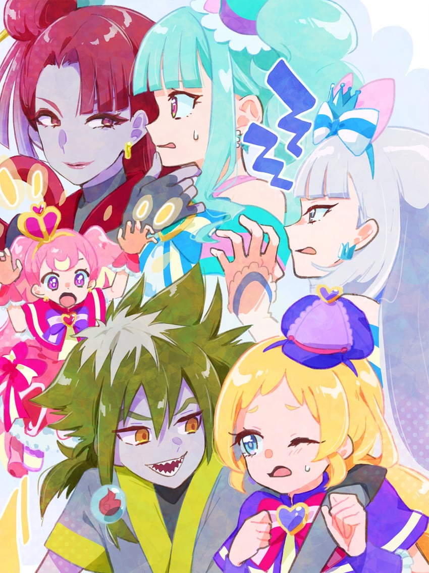 nekoyashiki yuki, inukai komugi, nekoyashiki mayu, inukai iroha, cure wonderful, and 5 more (precure and 1 more) drawn by nekoko_(nekonekonya)