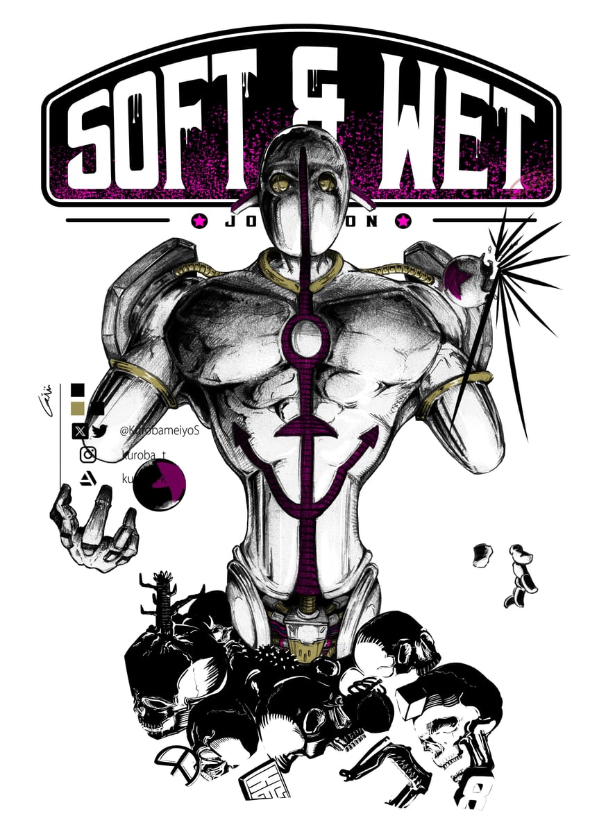 soft & wet (jojo no kimyou na bouken and 1 more) drawn by kurobameiyos